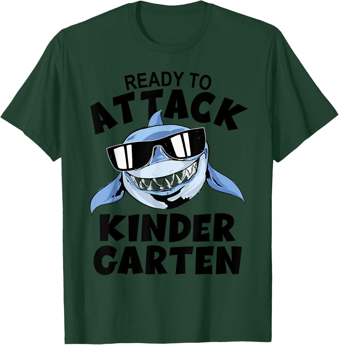 First Day Kindergarten - Ready To Attack Kindergarten Shark T-Shirt - T-Shirt | Forest