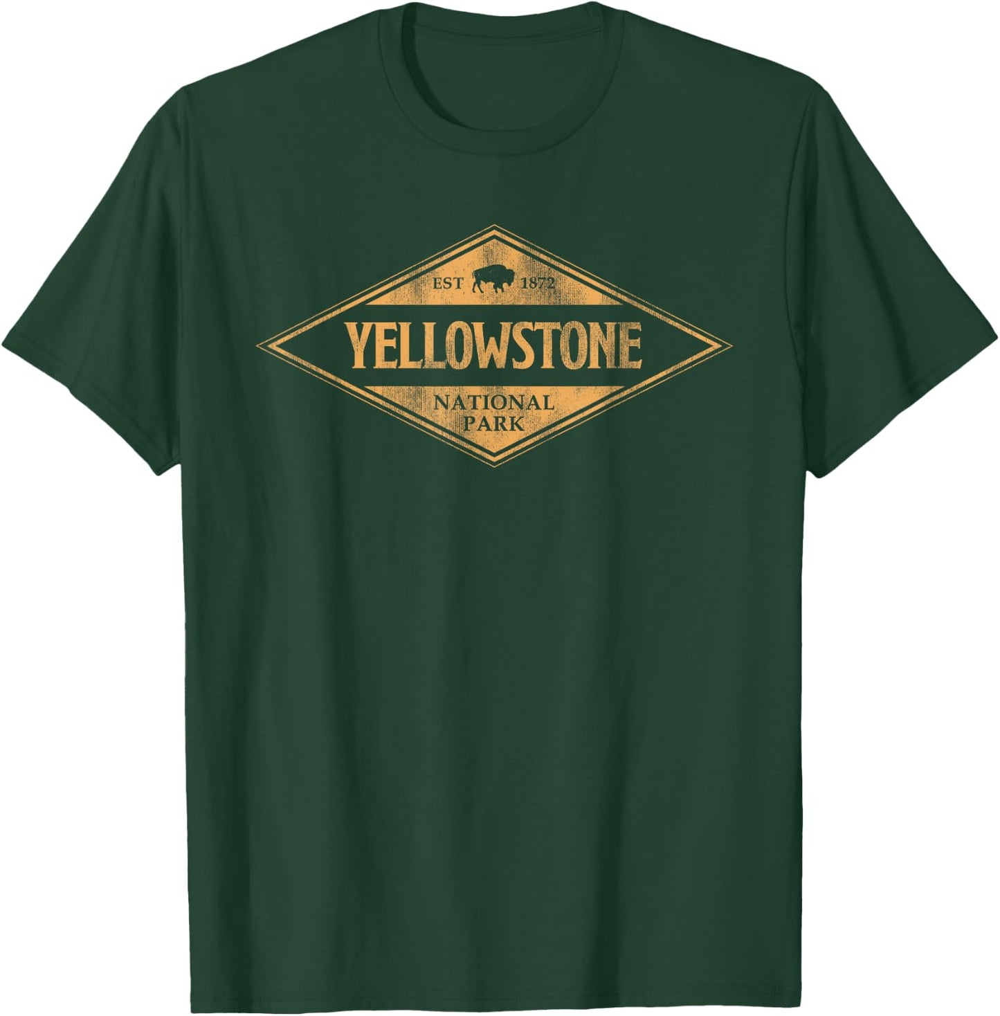 Retro Bison Yellowstone National Park 1872 Hiking Souvenir T-Shirt - T-Shirt | Forest
