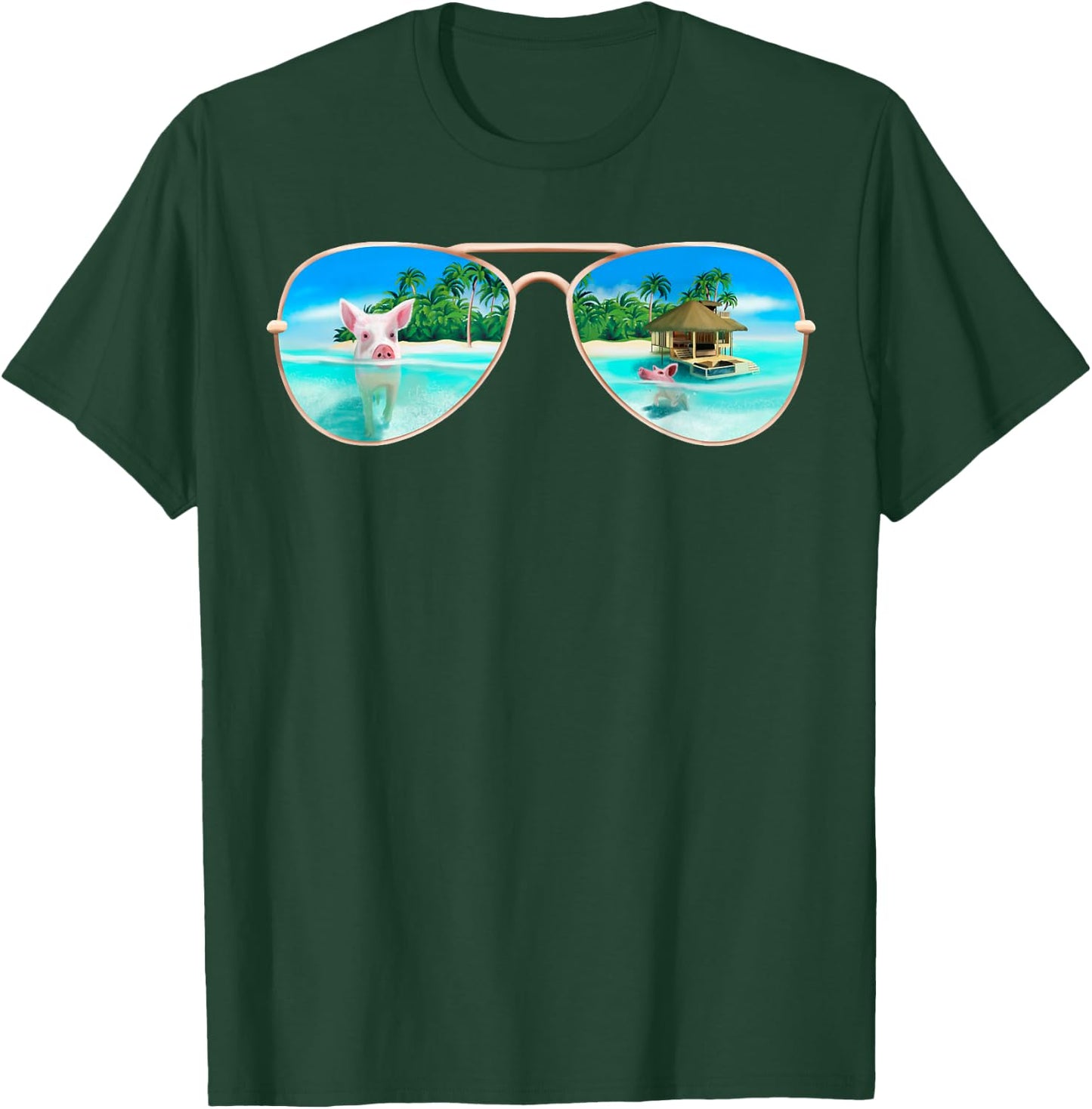 Swimming Bahamas Pigs Summer Vacation Sunglasses T-Shirt - T-Shirt | Forest
