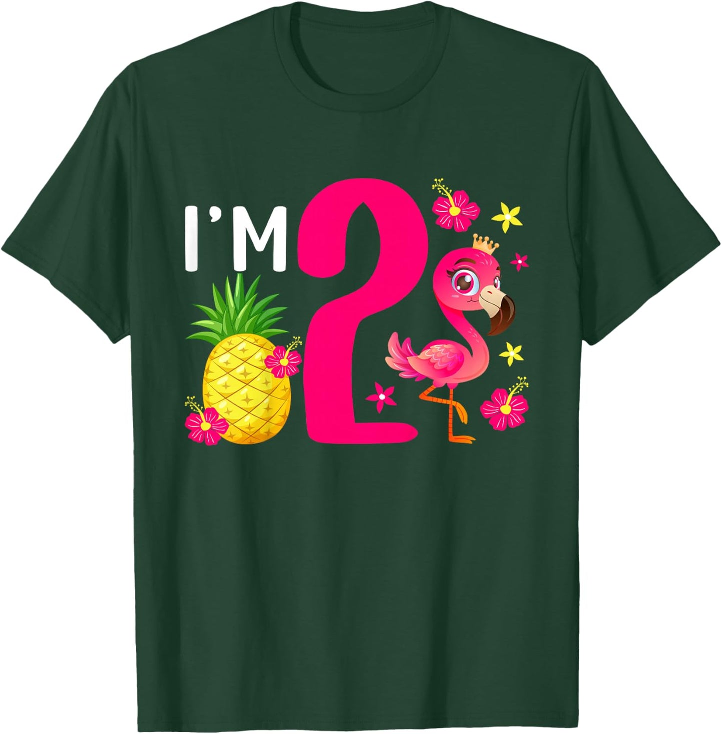 Kids 2nd Flamingo Birthday Party 2 Year Old Flamingo Girl T-Shirt - T-Shirt | Forest