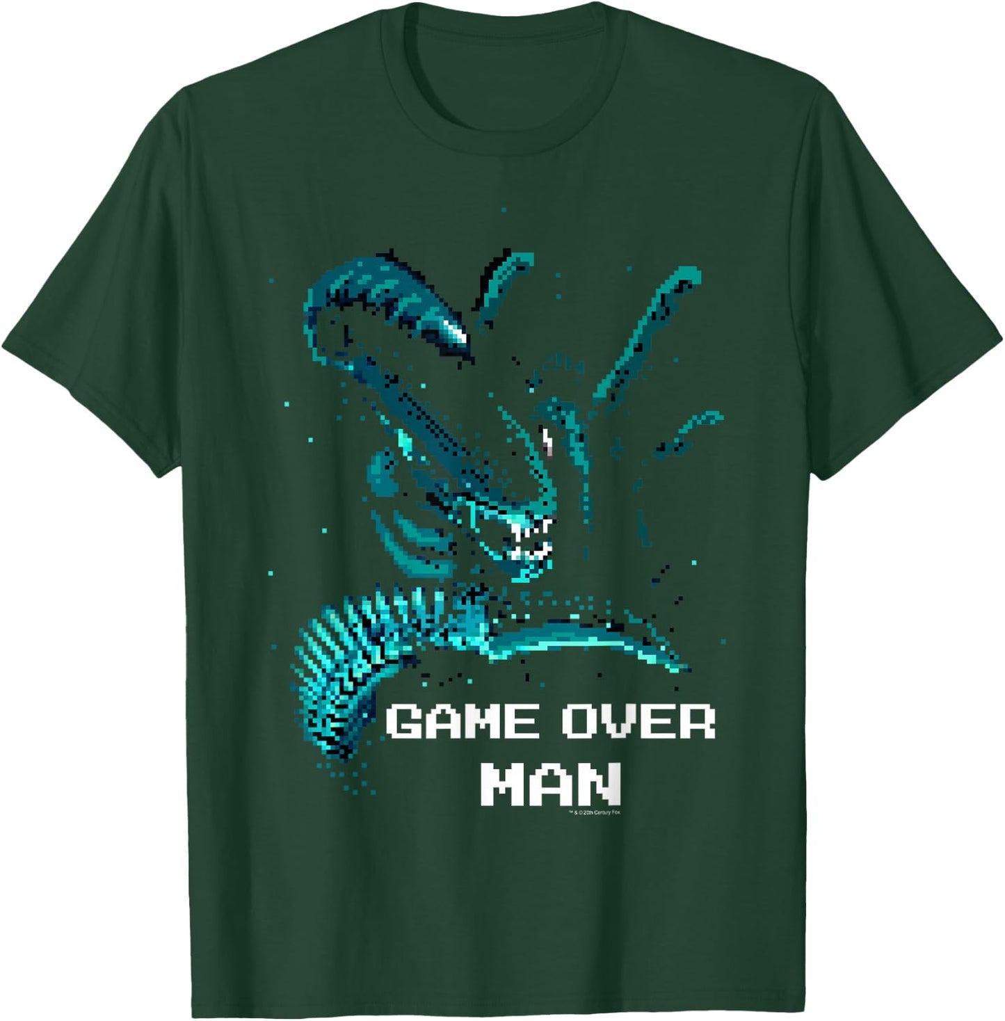 Aliens Iconic Xenomorph Game Over Man Pixelated Style Logo T-Shirt - T-Shirt | Forest