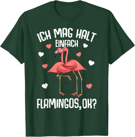Ich mag halt Flamingos Children's Women's Girls' Flamingo , black T-Shirt - T-Shirt | Forest