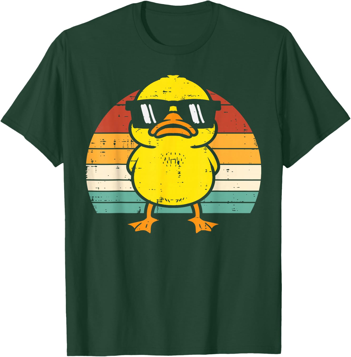 Rubber Duck Sunglasses Sunset Retro Duckling Men Women Kids T-Shirt - T-Shirt | Forest