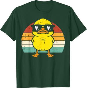 Rubber Duck Sunglasses Sunset Retro Duckling Men Women Kids T-Shirt - T-Shirt | Forest
