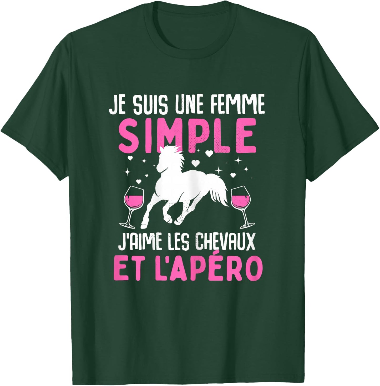 I am simple woman I love horses and aperitif horse , Black, Female X-Small T-Shirt - T-Shirt | Forest
