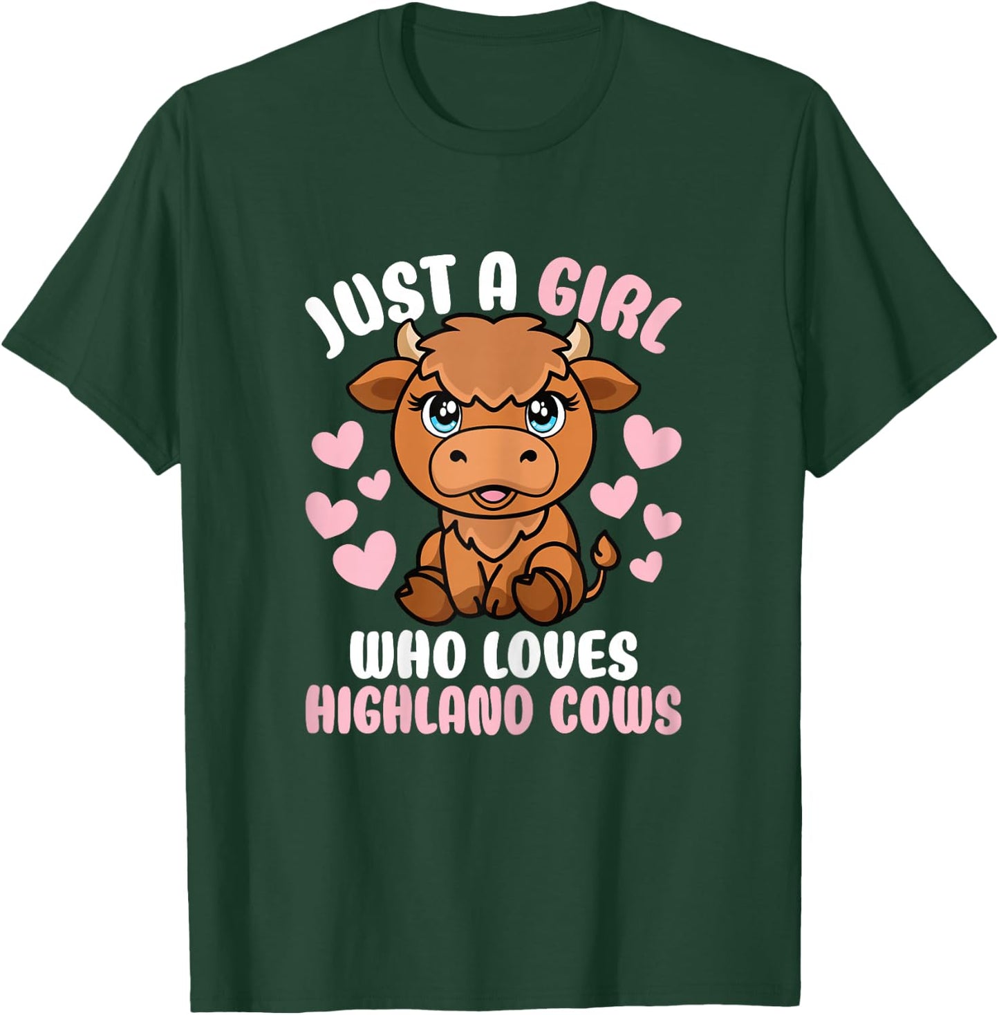 Just A Girl Who Loves Highland Cows Cute Highland Cattle T-Shirt - T-Shirt | Forest