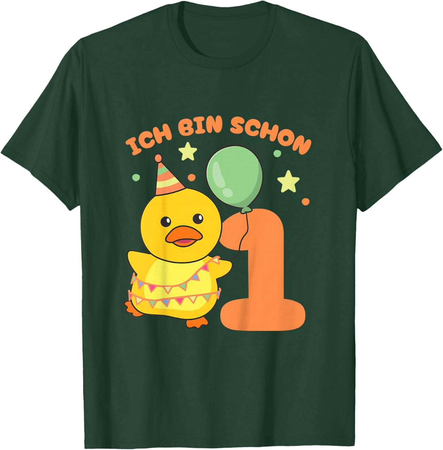 Children's with German Text "Ente Ich bin schon 1 Enten" [German Langu, black T-Shirt - T-Shirt | Forest