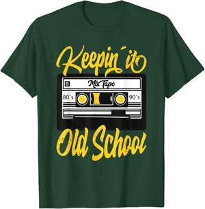 Keeping it Old School Retro Vintage 80s 90s Cassette Tape T-Shirt - T-Shirt | Forest
