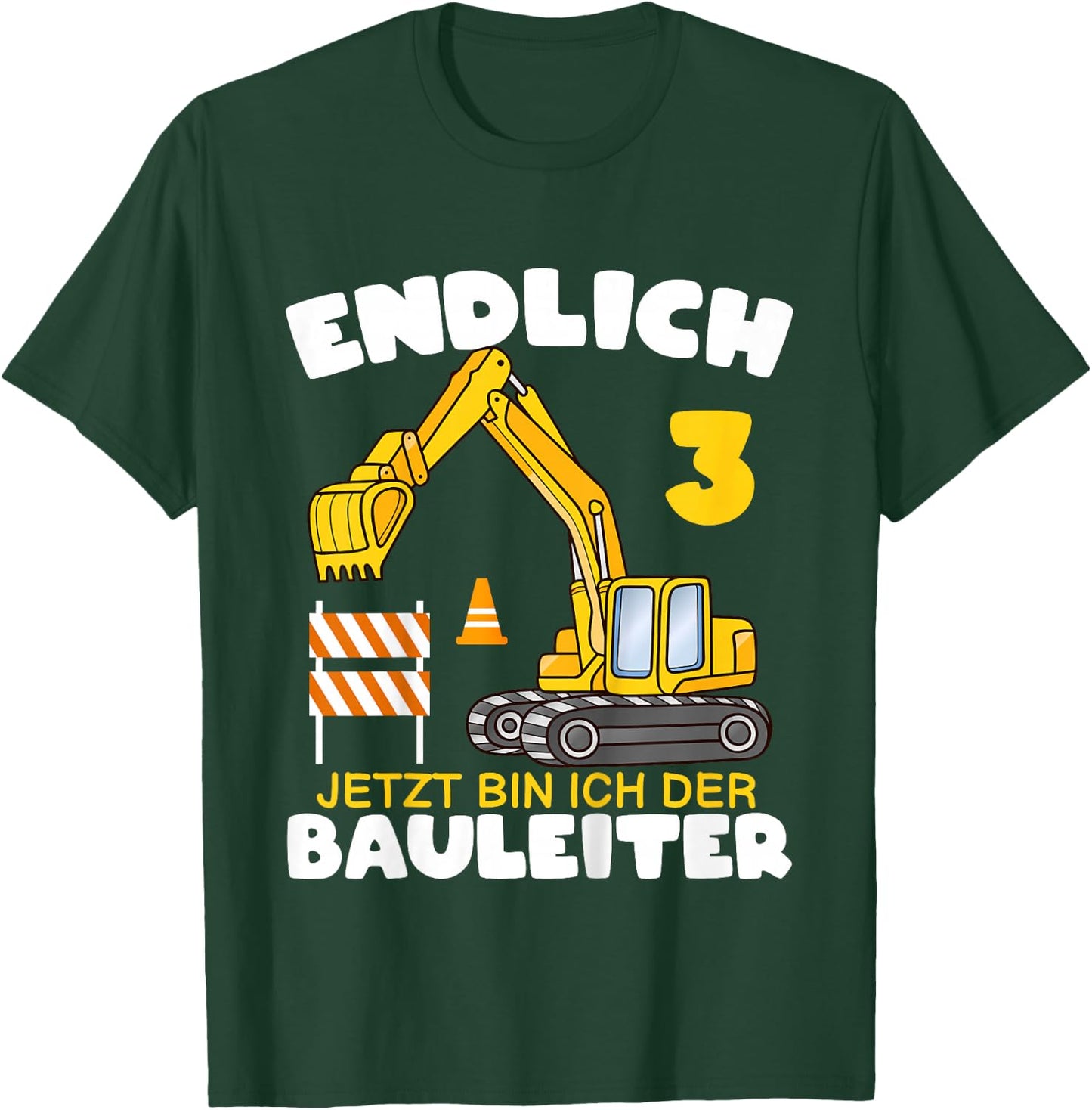 Children's Endlich 3rd Birthday Digger 3 Birthday Building Director, black, 80 T-Shirt - T-Shirt | Forest