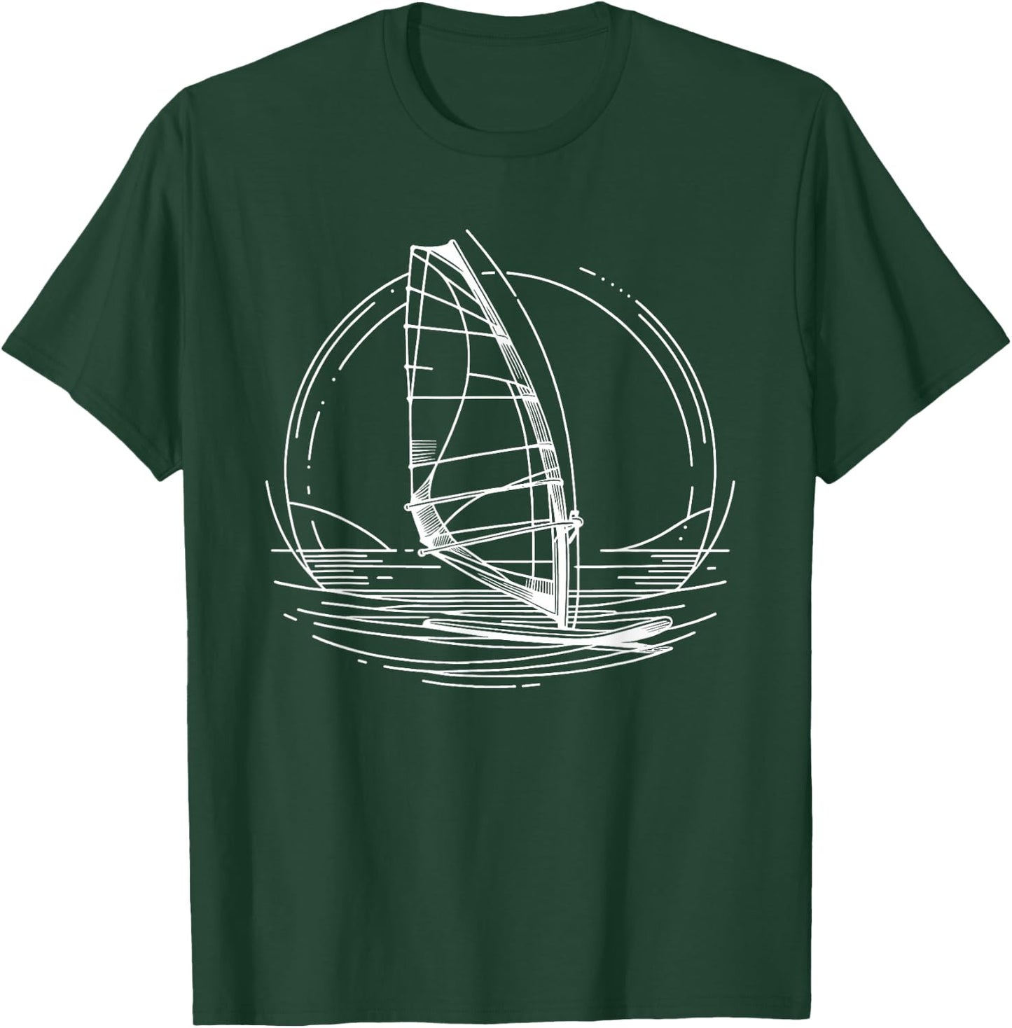 Line Art Windsurfing Windsurf Windsurfer Boardsailing T-Shirt - T-Shirt | Forest