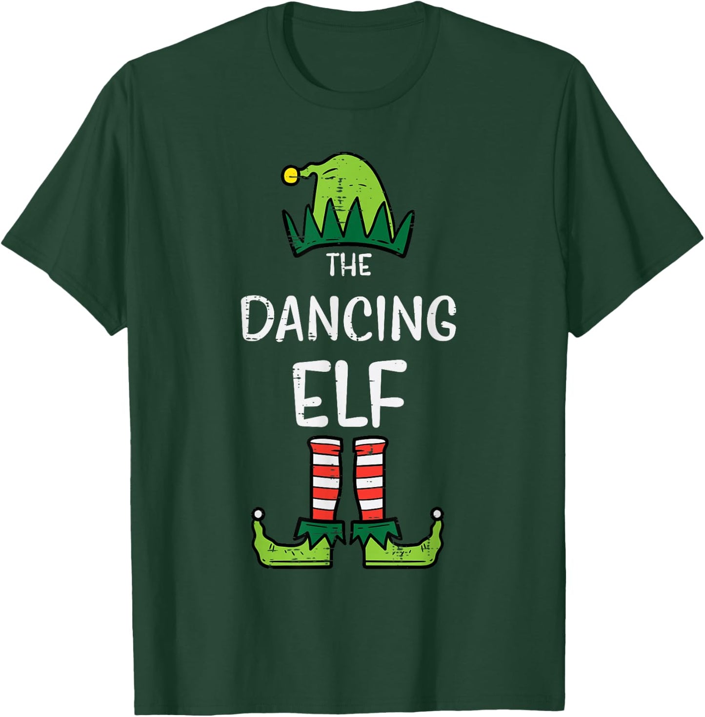 Dancing Elf Xmas PJs Matching Christmas Pajamas Family Girls T-Shirt - T-Shirt | Forest