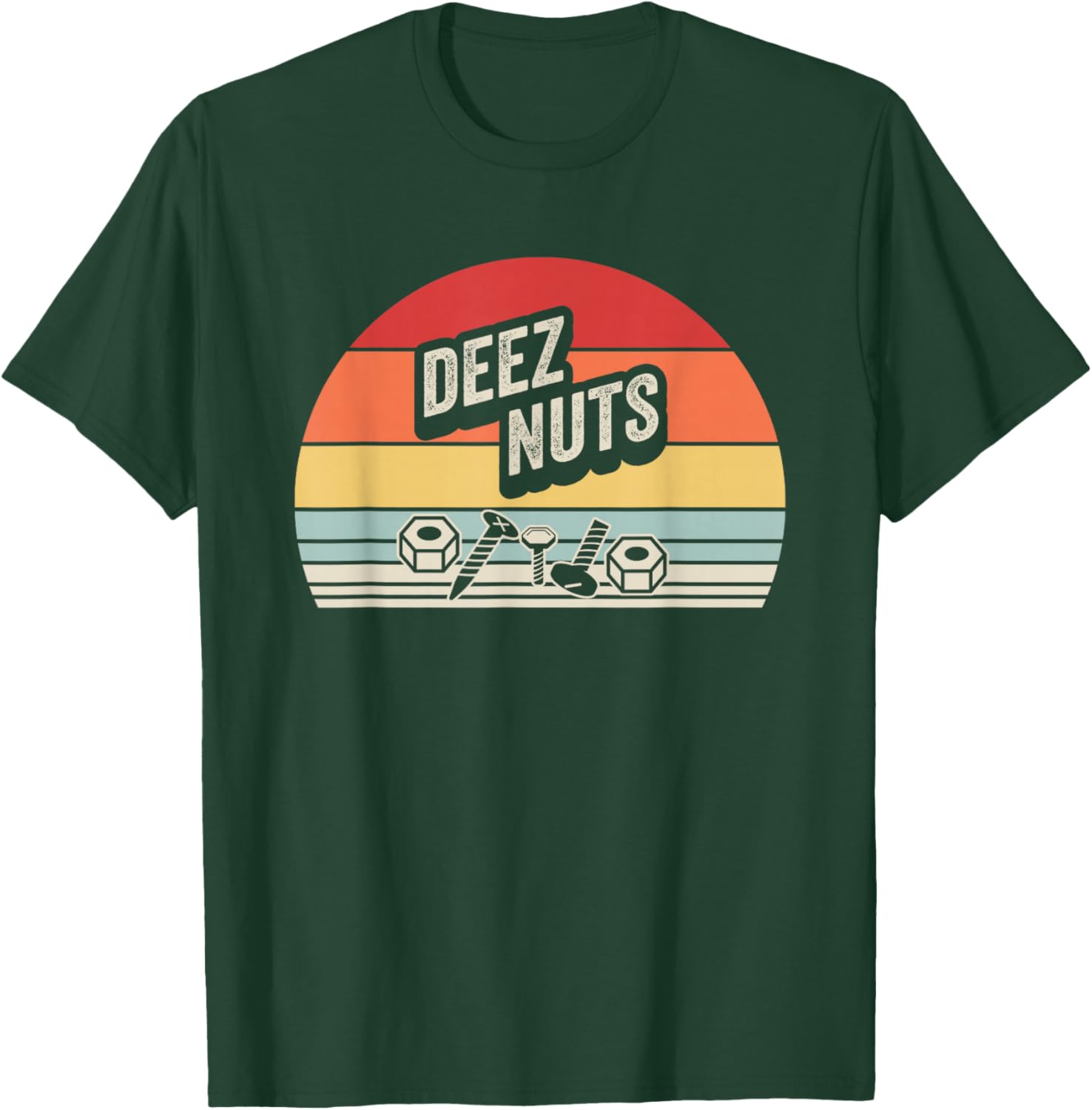 Deez Nuts Funny Retro Vintage Sunset Graphic T-Shirt - T-Shirt | Forest