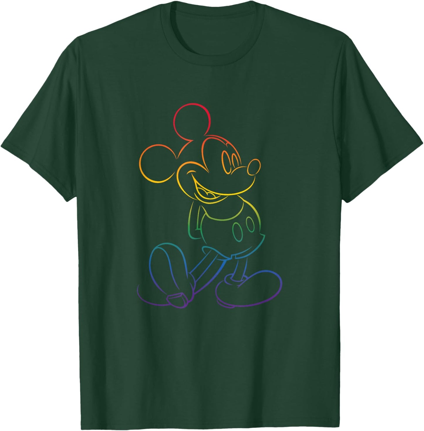 Disney Mickey and Friends Rainbow Outline Classic Pose T-Shirt - T-Shirt | Forest
