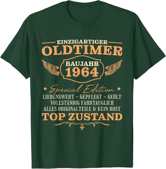Vintage 1964 Born Vintage 60th Birthday , black T-Shirt - T-Shirt | Forest