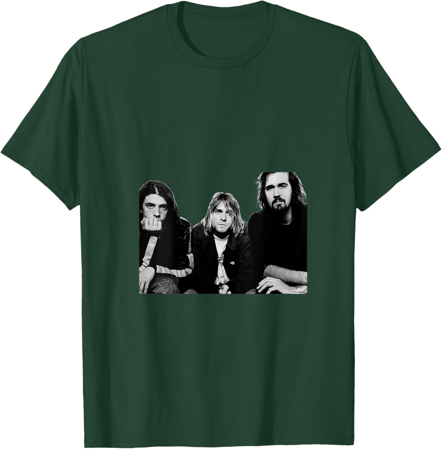Women's Nirvana Kurt Cobain Band Portrait By AJ Barratt V-Neck T-Shirt - T-Shirt | Forest