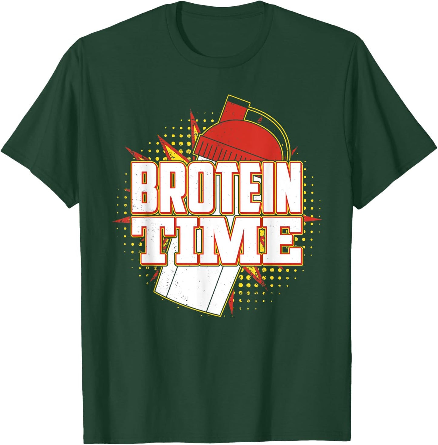 Brotein Time Shirt Funny Work Out, Cross Train Fitness Shirt T-Shirt - T-Shirt | Forest