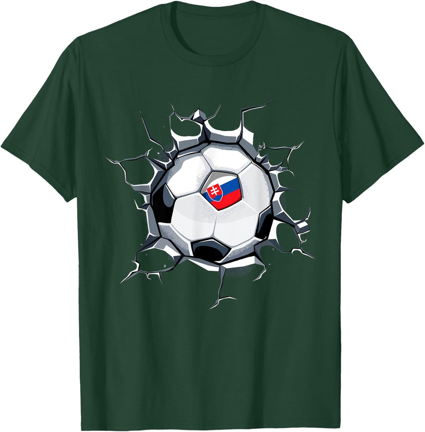 Slovakia Soccer Fan Jersey Slovak Football Flag Cracked Wall T-Shirt - T-Shirt | Forest