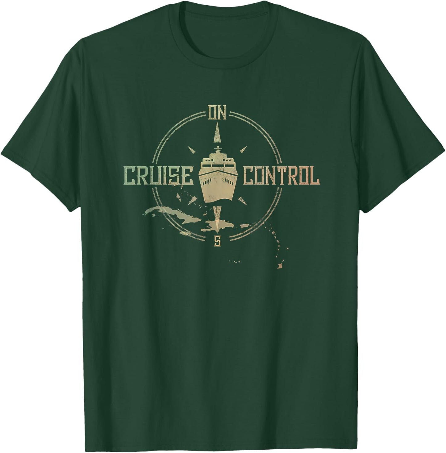 On Cruise Control Funny Cruising family shirt vacation gift T-Shirt - T-Shirt | Forest