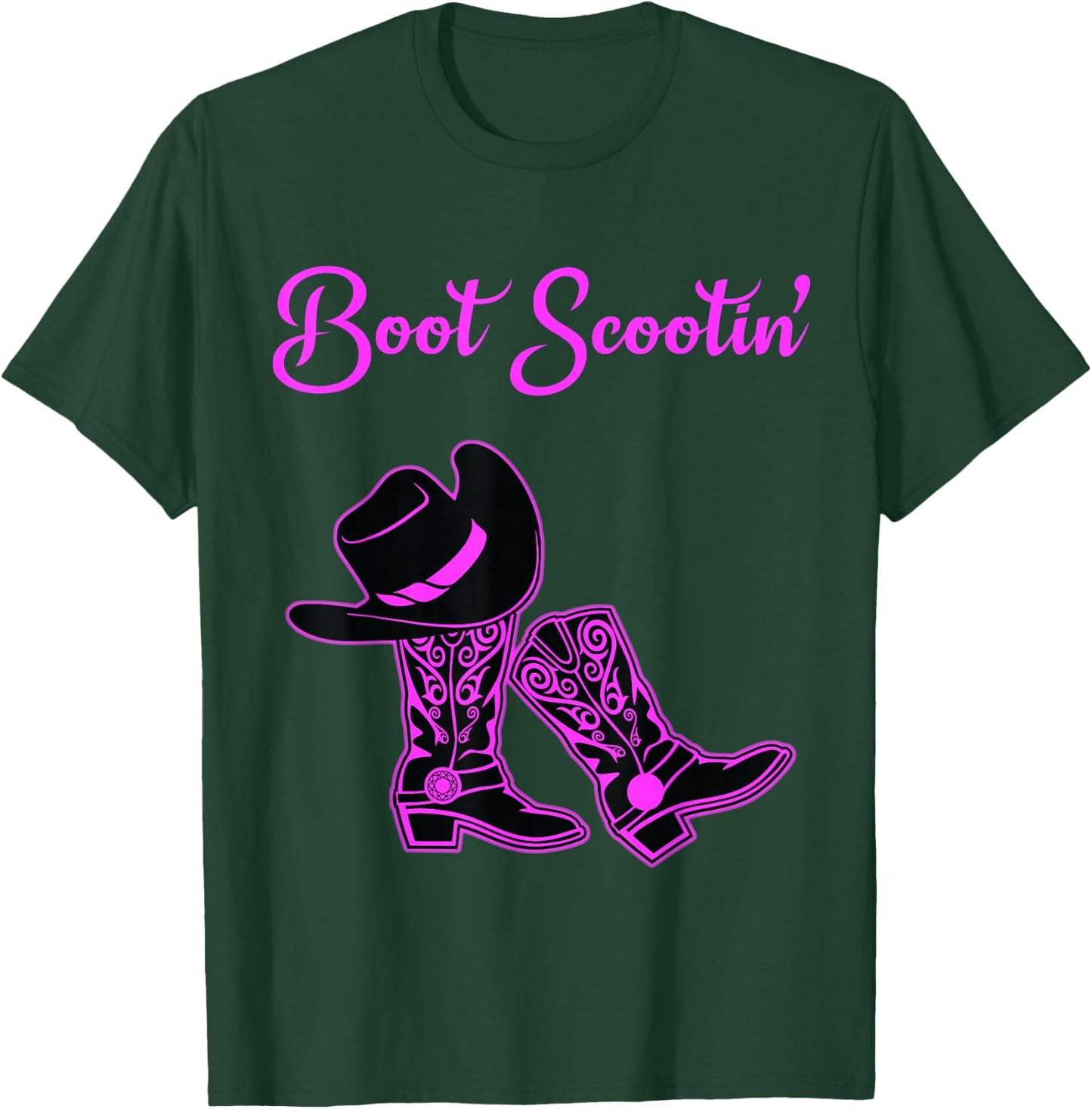 Line Dancing Boot Scootin Cowgirl Hat T-Shirt - T-Shirt | Forest