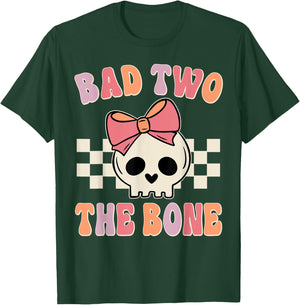 Bad Two the Bone 2nd Birthday 2 Years Old Kid Girl T-Shirt - T-Shirt | Forest