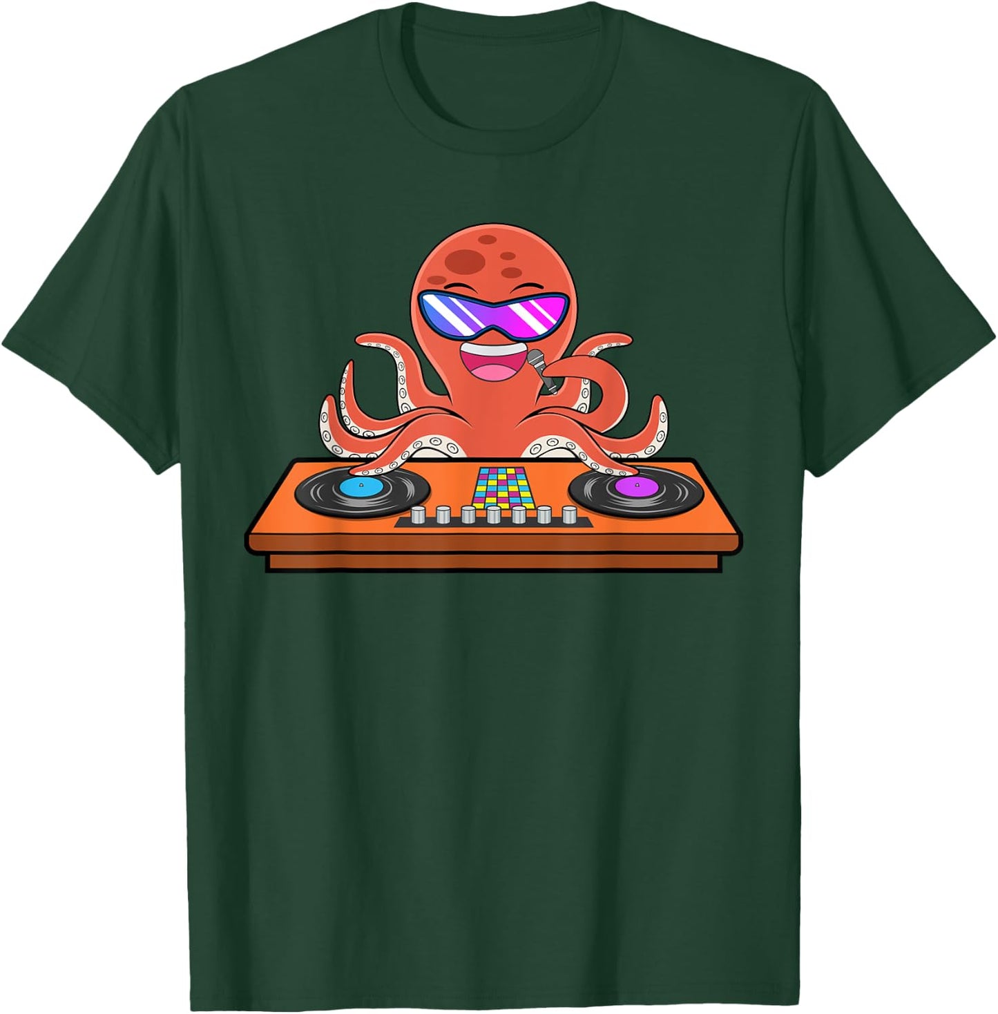 Octopus DJ Music Musician Party Squid T-Shirt - T-Shirt | Forest