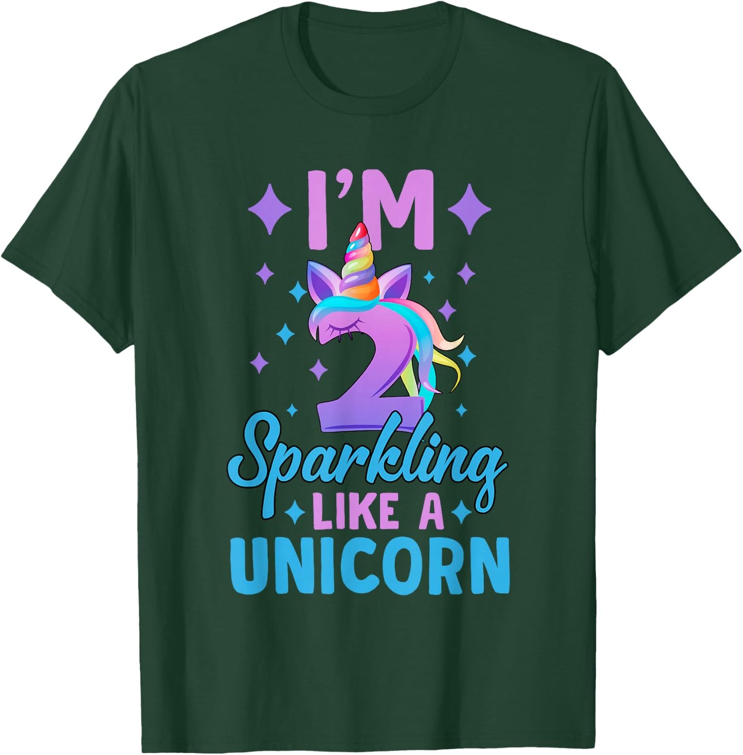 2nd Birthday Unicorn Birthday Party 2 Year Old Girls T-Shirt - T-Shirt | Forest