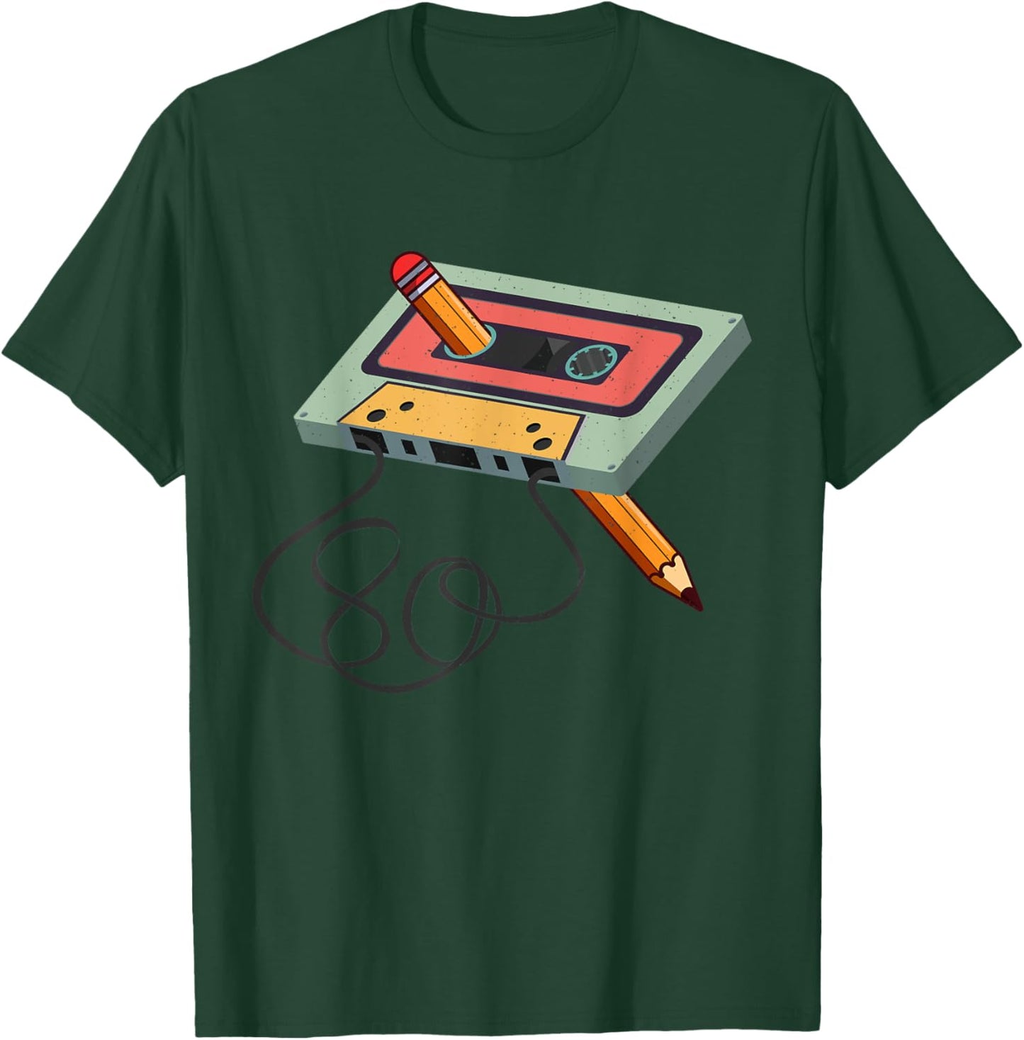 Vintage Cassette Tape Pencil Music Mixtape 80s Retro T-Shirt - T-Shirt | Forest