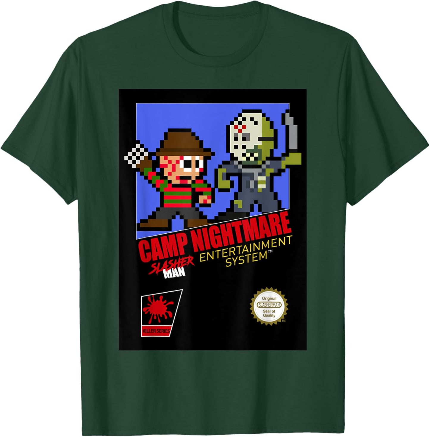 Camp Nightmare Retro 8-Bit Horror T-Shirt - T-Shirt | Forest