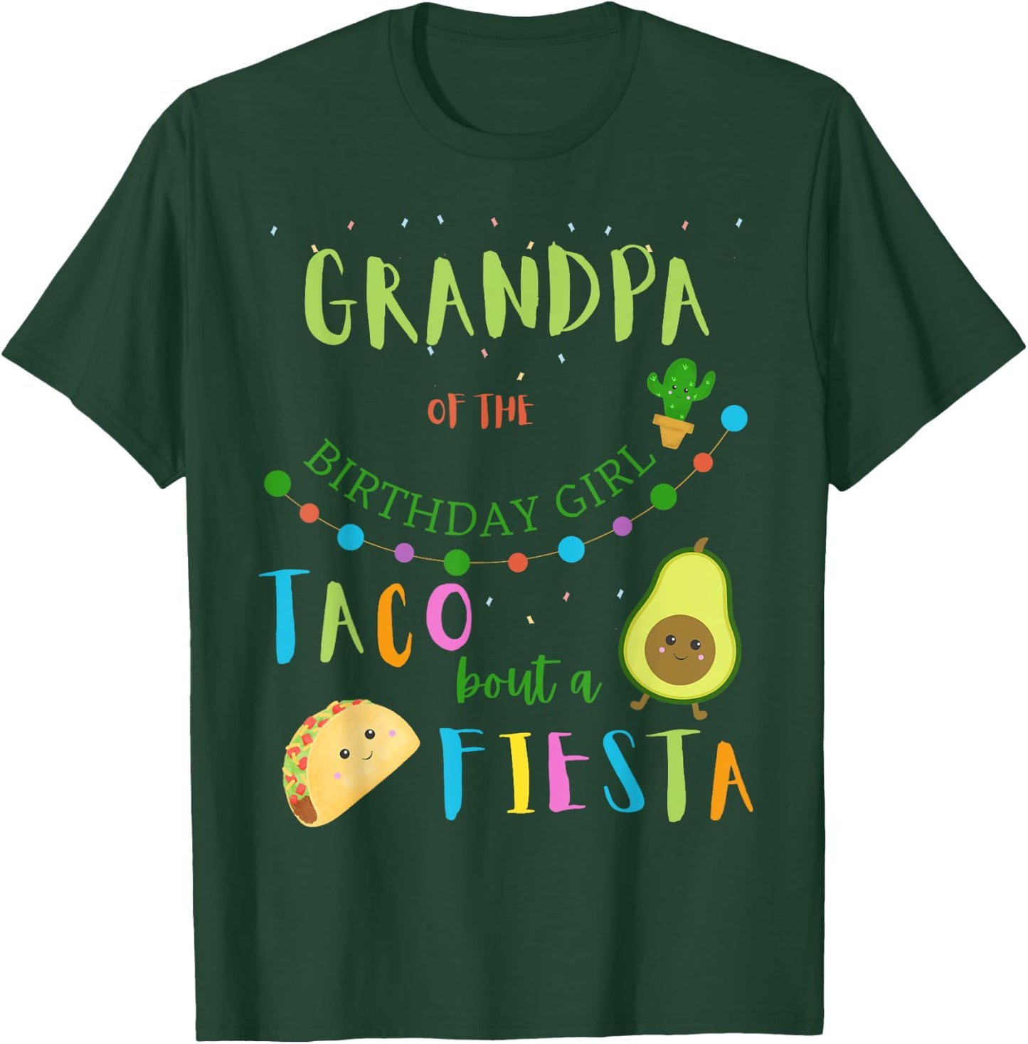 Grandpa Mexican Birthday Taco Bout A Fiesta Family Matching T-Shirt - T-Shirt | Forest