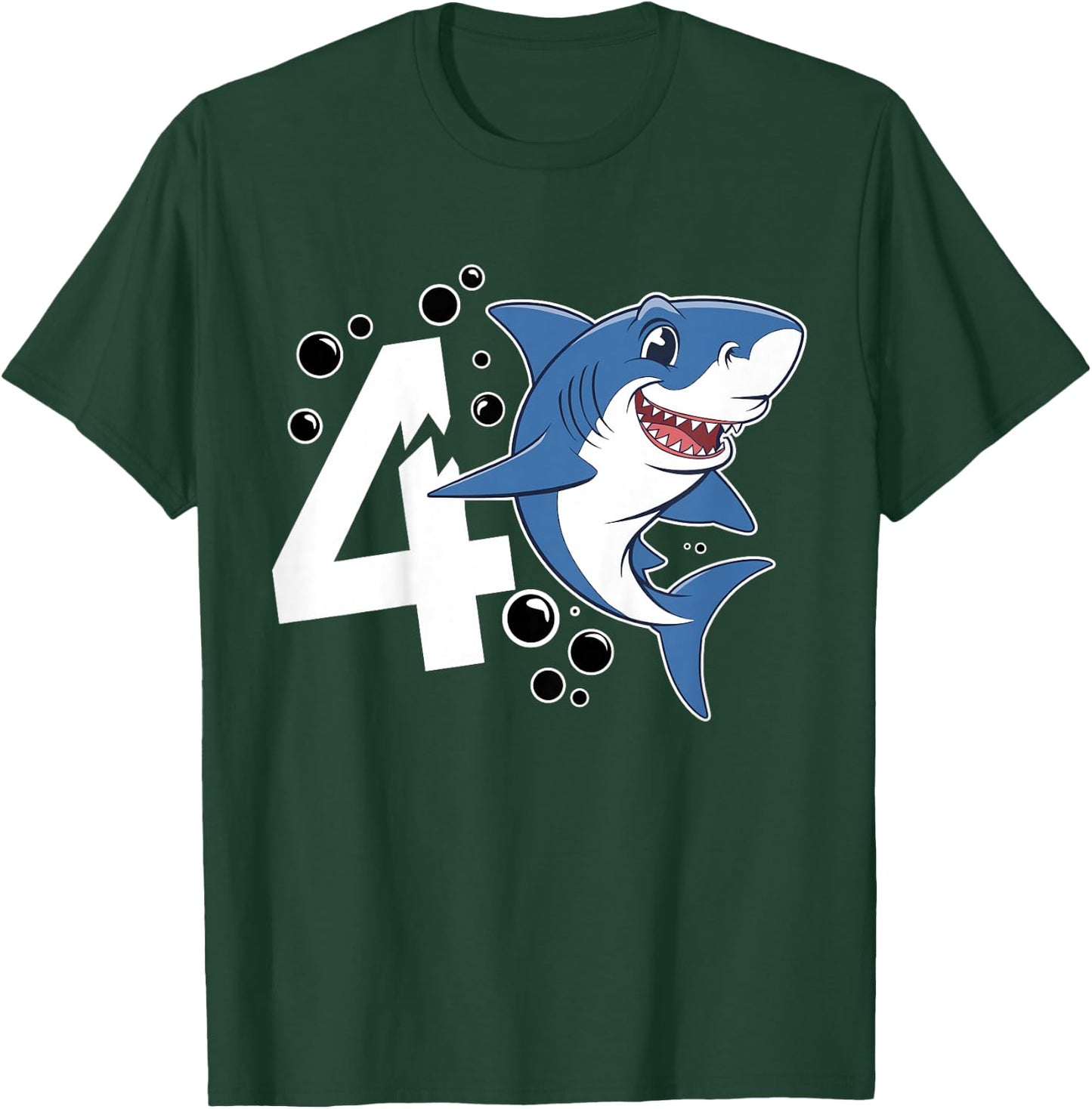 Kids Kids 4 Years Old Cute Shark Lover 4th Birthday Party T-Shirt - T-Shirt | Forest