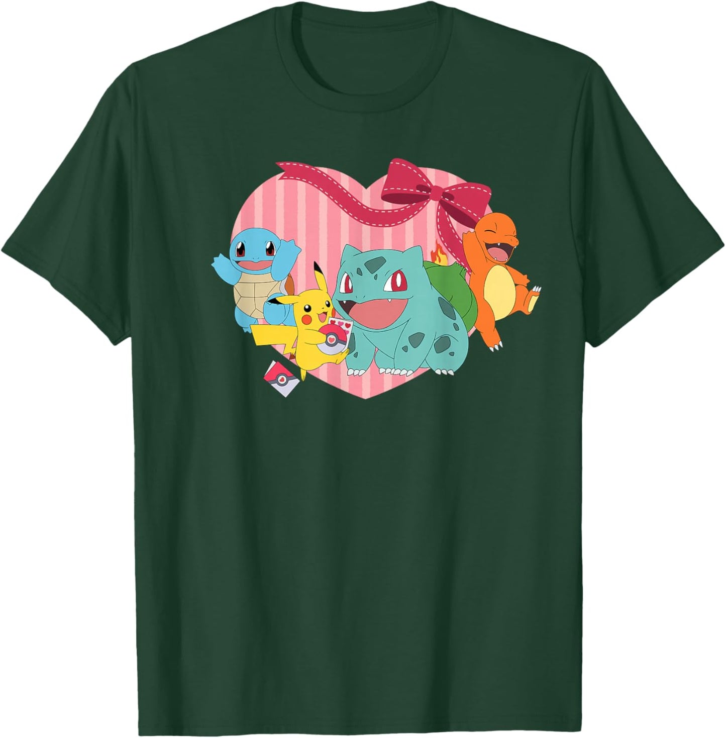 Pokémon - Valentine Pikachu Charmander Squirtle Bulbasaur T-Shirt - T-Shirt | Forest