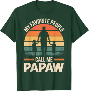 My Favorite People Call Me Papaw Retro Sunset T-Shirt - T-Shirt | Forest