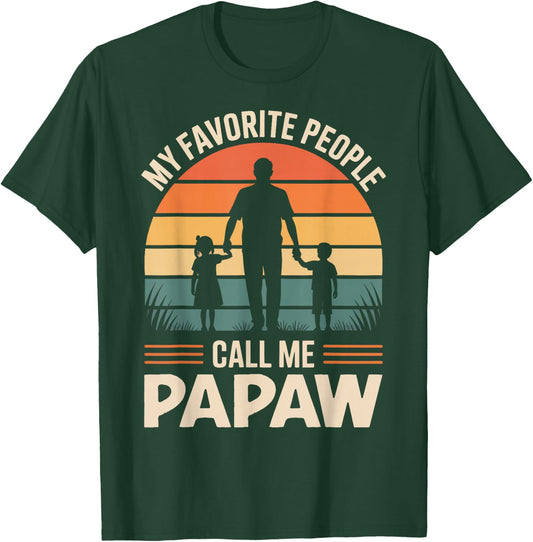 My Favorite People Call Me Papaw Retro Sunset T-Shirt - T-Shirt | Forest