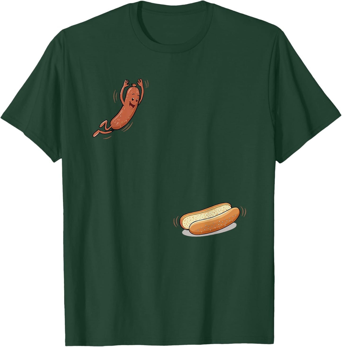 hot Dog Jumping into bun T-Shirt - T-Shirt | Forest