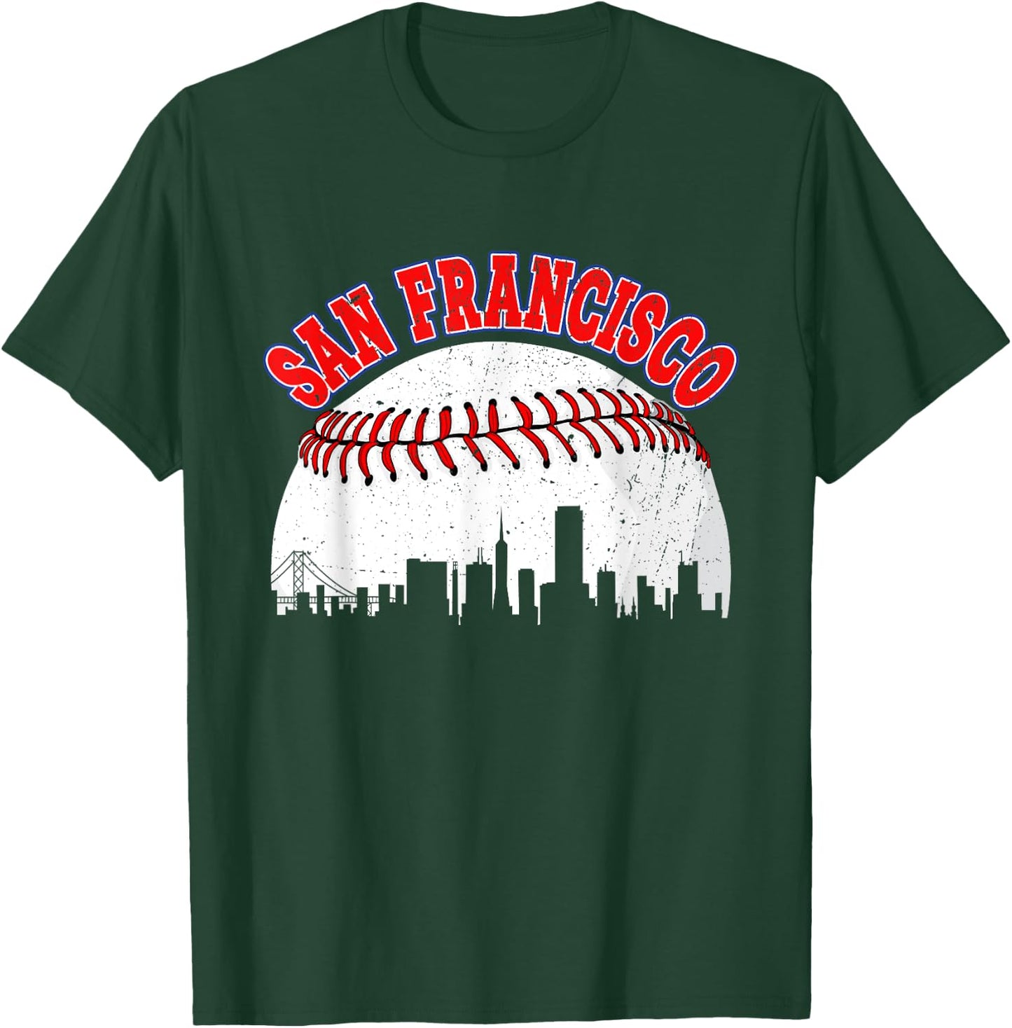 Distressed Baseball San Francisco Cityscape Women T-Shirt - T-Shirt | Forest