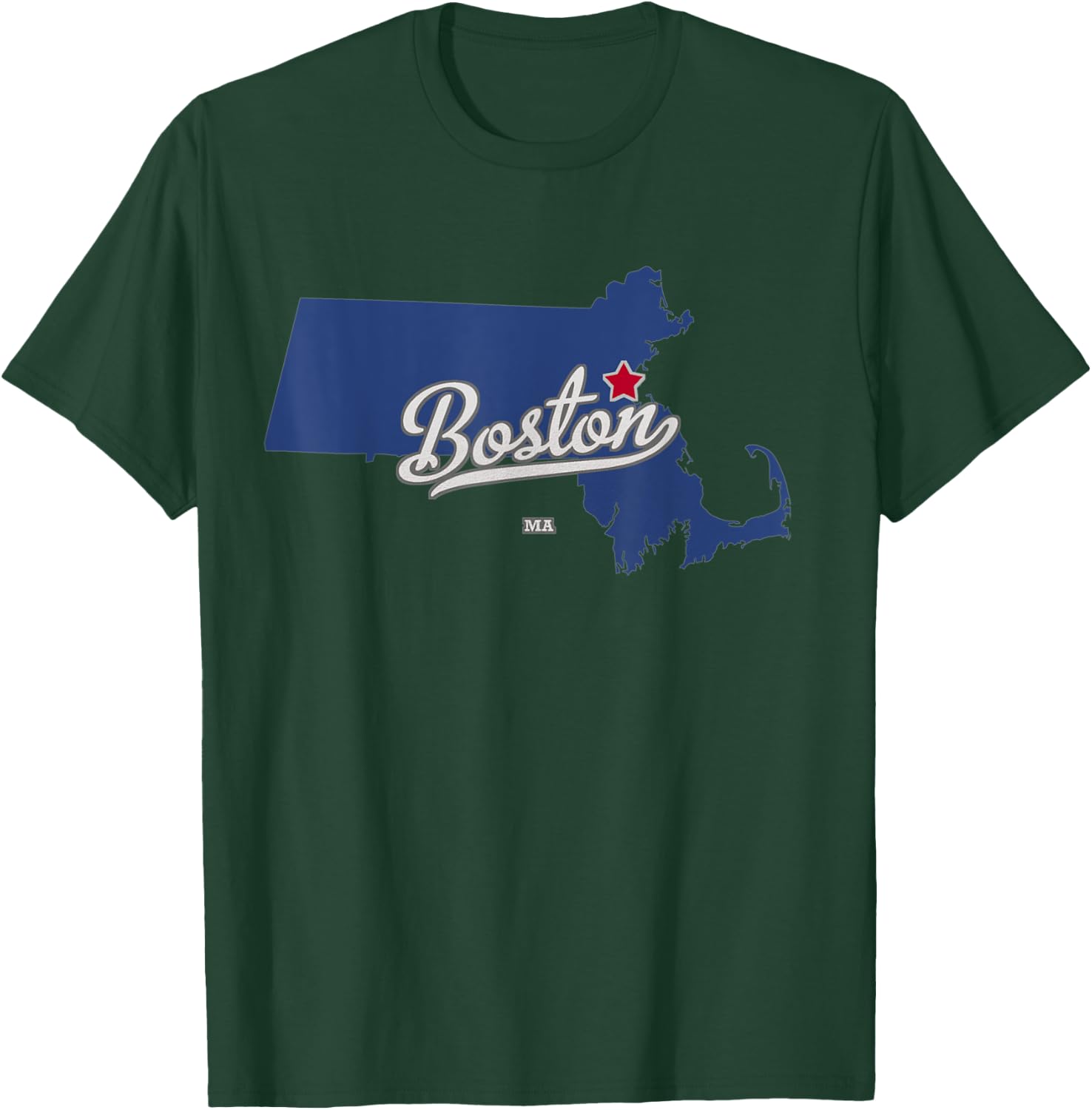 Boston Massachusetts MA Map T-Shirt - T-Shirt | Forest