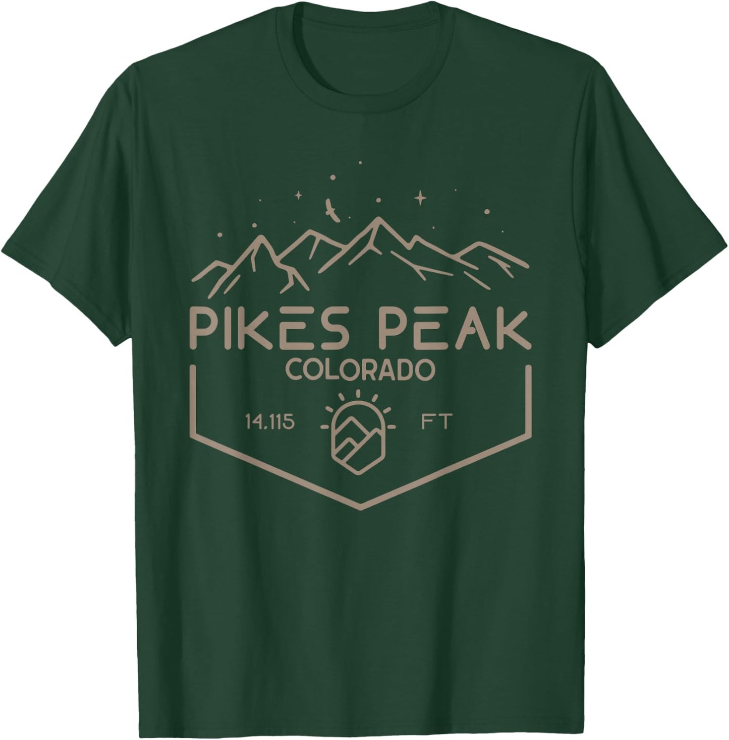 Pikes Peak 14,115 Ft. Colorado Mountains T-Shirt - T-Shirt | Forest