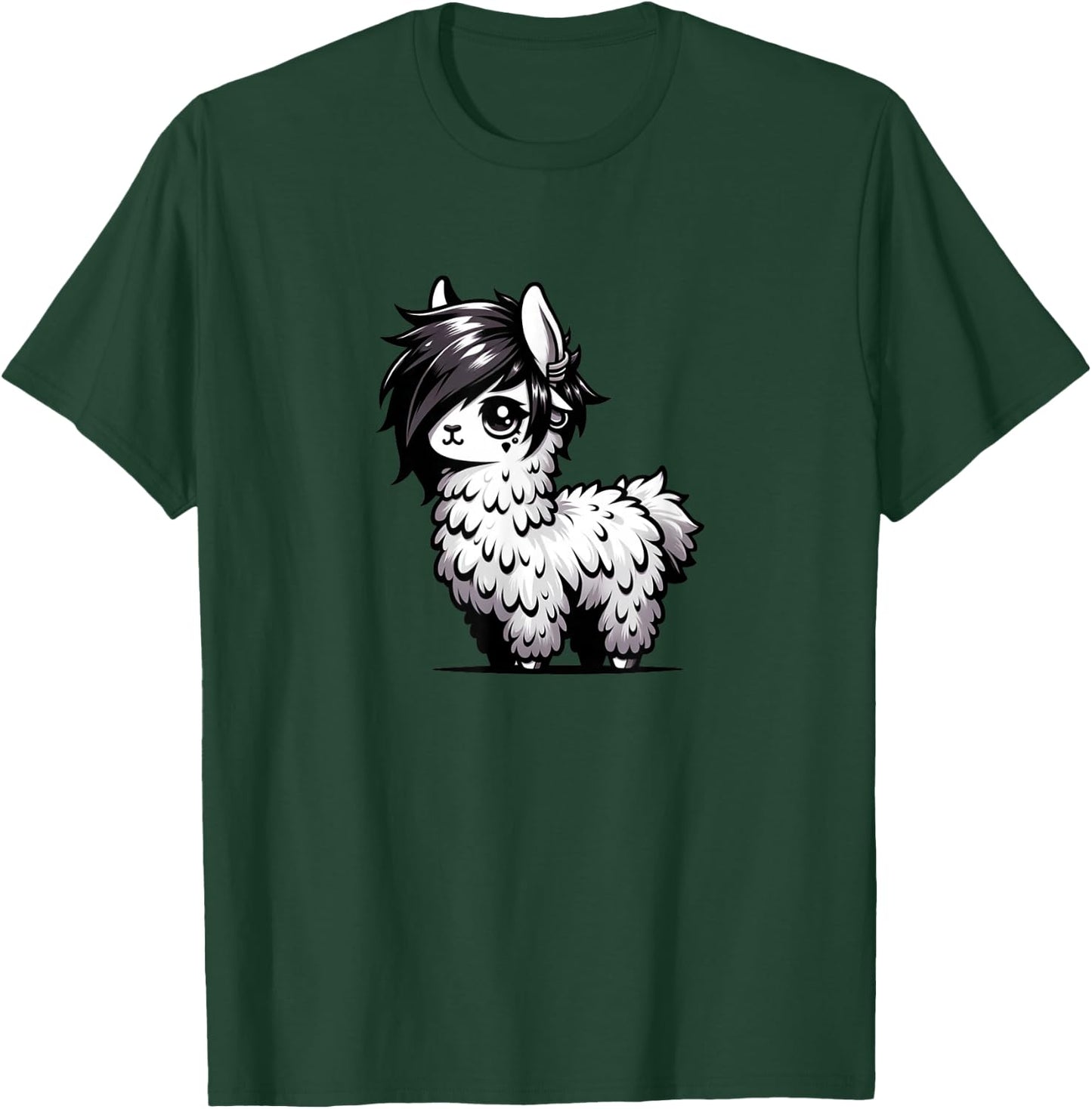 Cute Emo Llama Kawaii Kids Boys Girls T-Shirt - T-Shirt | Forest