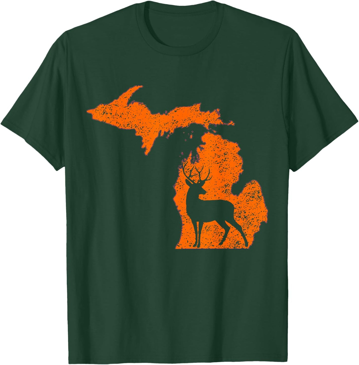Michigan Whitetail Deer Outdoors Camping Hiking Distressed T-Shirt - T-Shirt | Forest