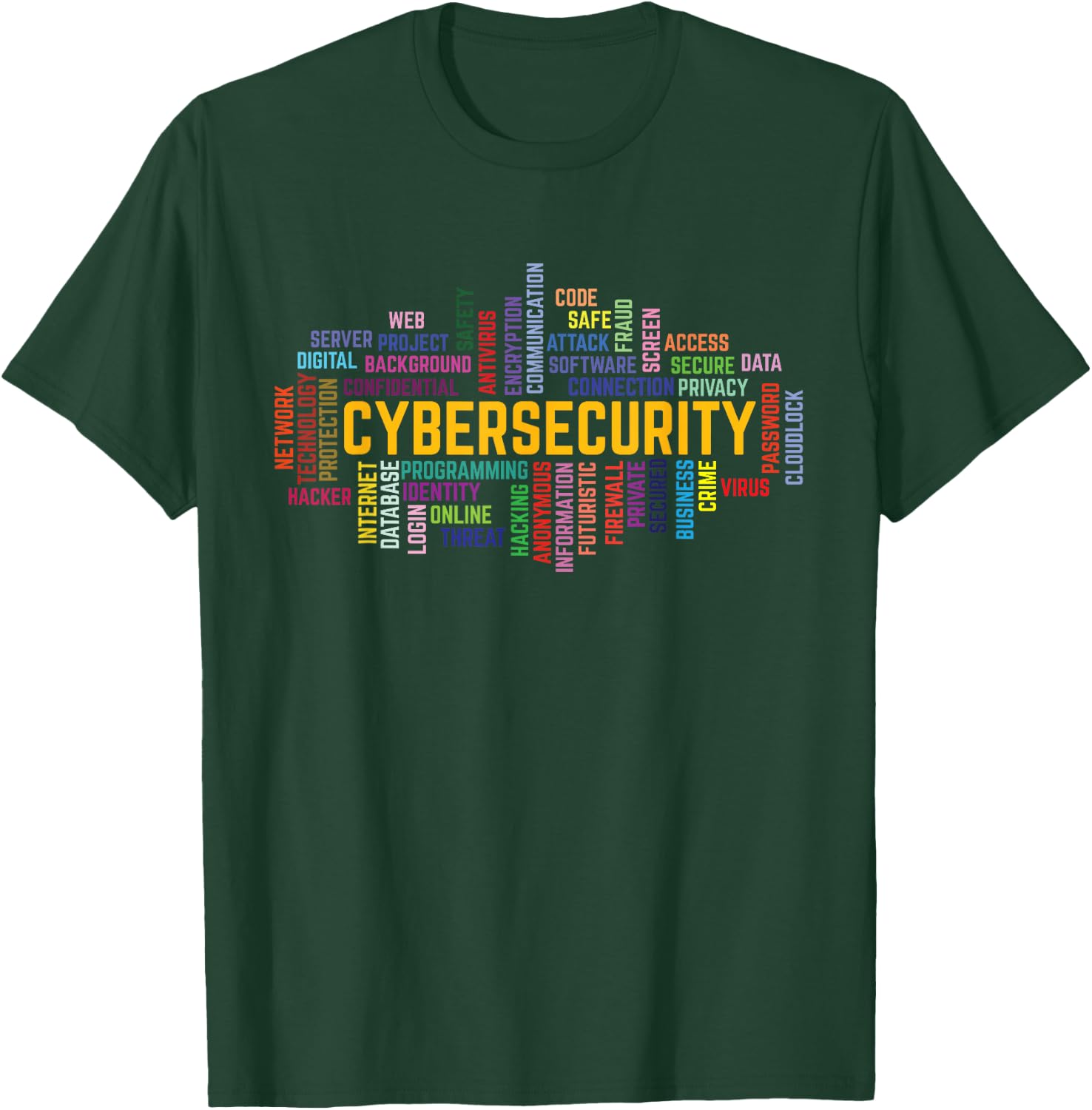 Cybersecurity Word Cloud Cyber Security Gift Cybersecurity T-Shirt - T-Shirt | Forest