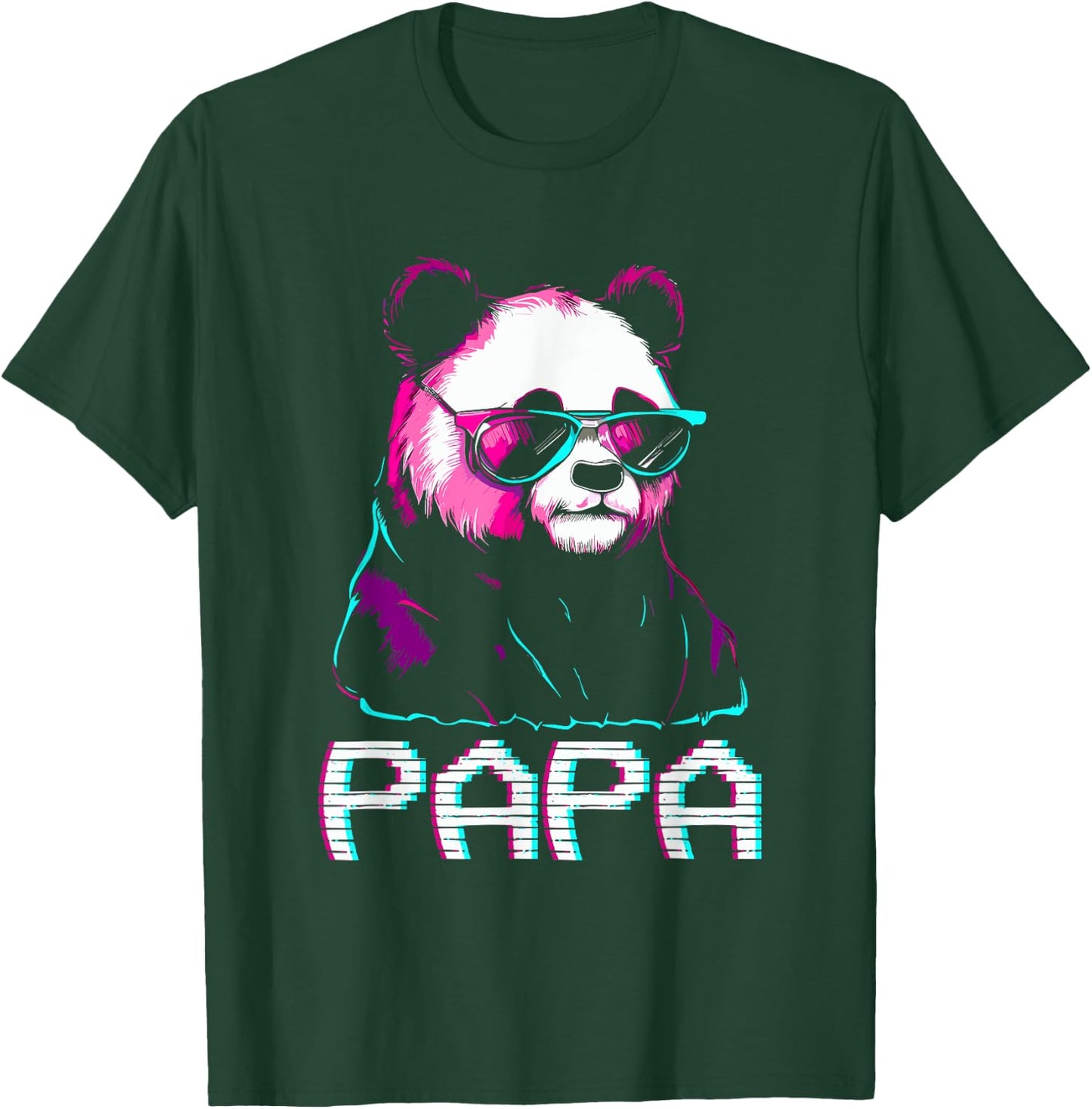 Papa Panda Bear - Retro Funny Papa Father's Day Birthday T-Shirt - T-Shirt | Forest