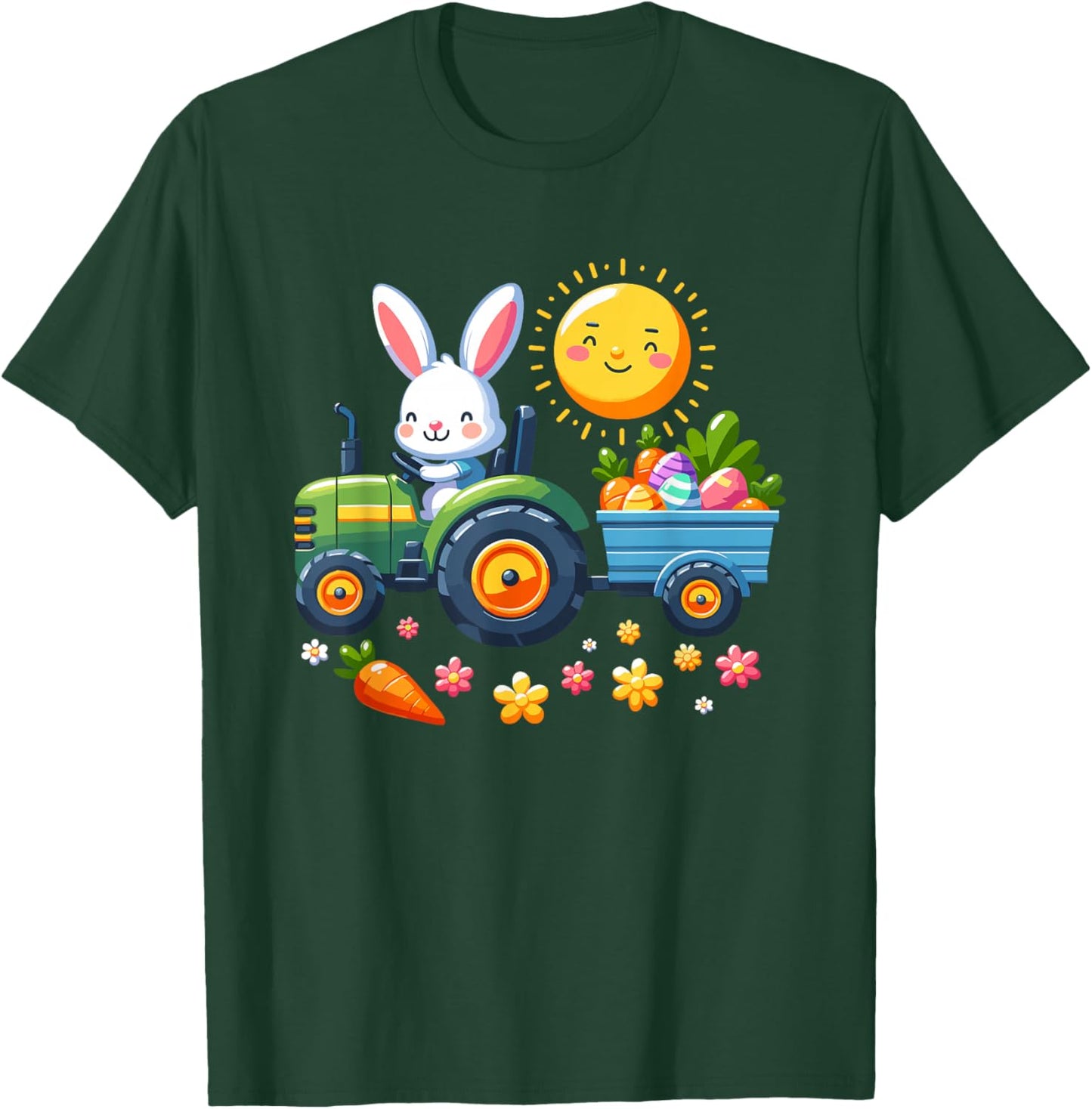 Easter Tractor Boys Easter Nest Farmer Easter Bunny , black T-Shirt - T-Shirt | Forest