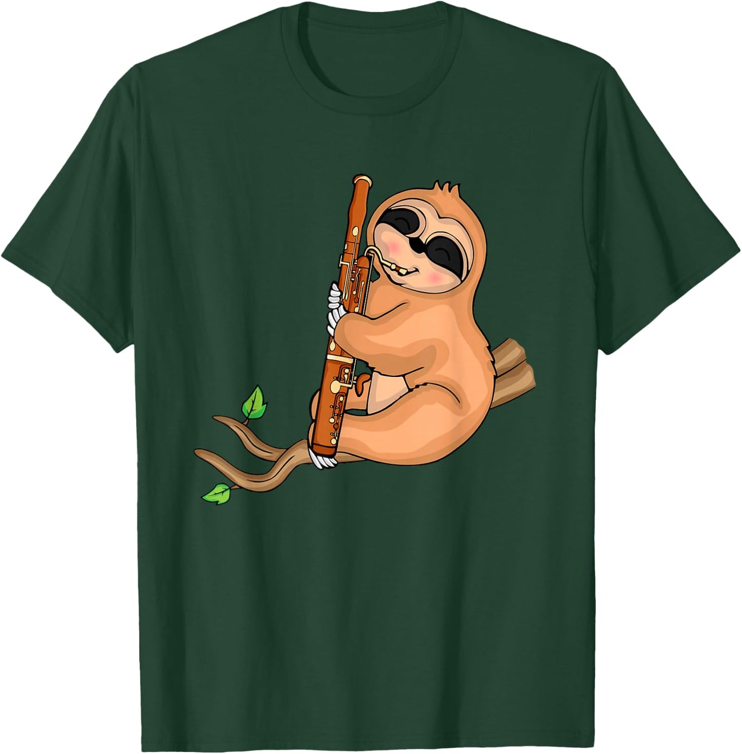 Sloth Bassoonist Player Music Kids Big Band Bassoon T-Shirt - T-Shirt | Forest