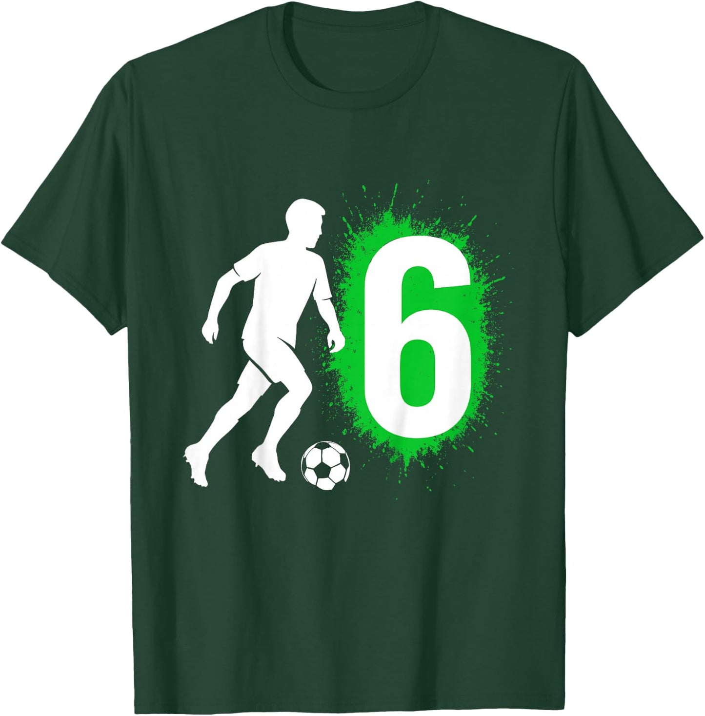 Enfant 6e Anniversaire de Football, garçon | Six, 6 Ans garçon T-Shirt - T-Shirt | Forest