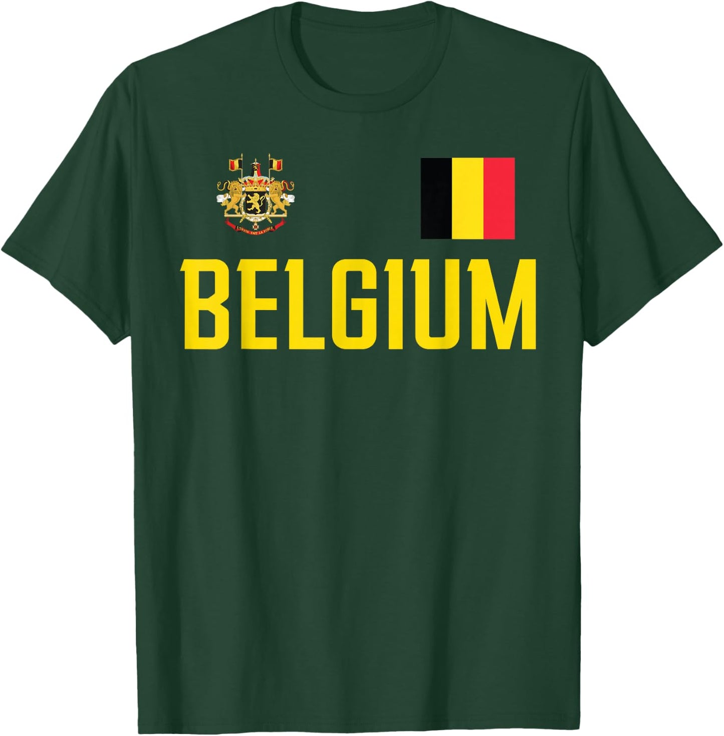 Belgium Flag Belgie Football Soccer Fan Men Women Kids T-Shirt - T-Shirt | Forest