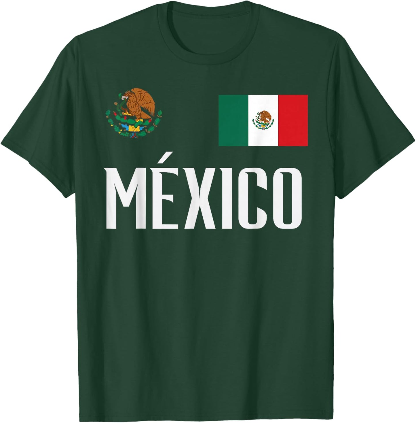 Mexico Flag Mexican Football Soccer Fan Men Women Kids T-Shirt - T-Shirt | Forest