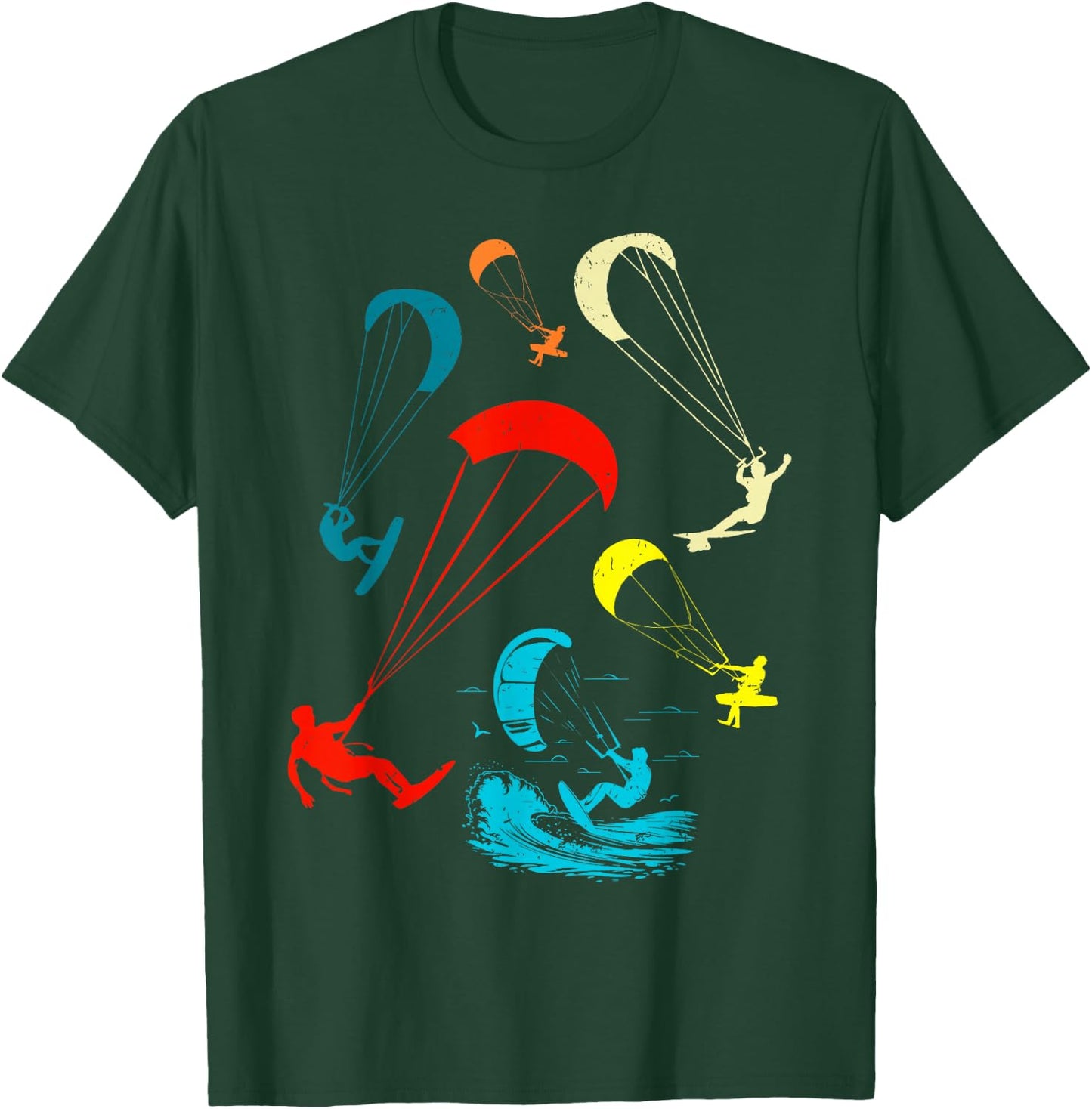 Retro Kitesurfing Kiteboard Kiteboarding Kiteboarder Men T-Shirt - T-Shirt | Forest