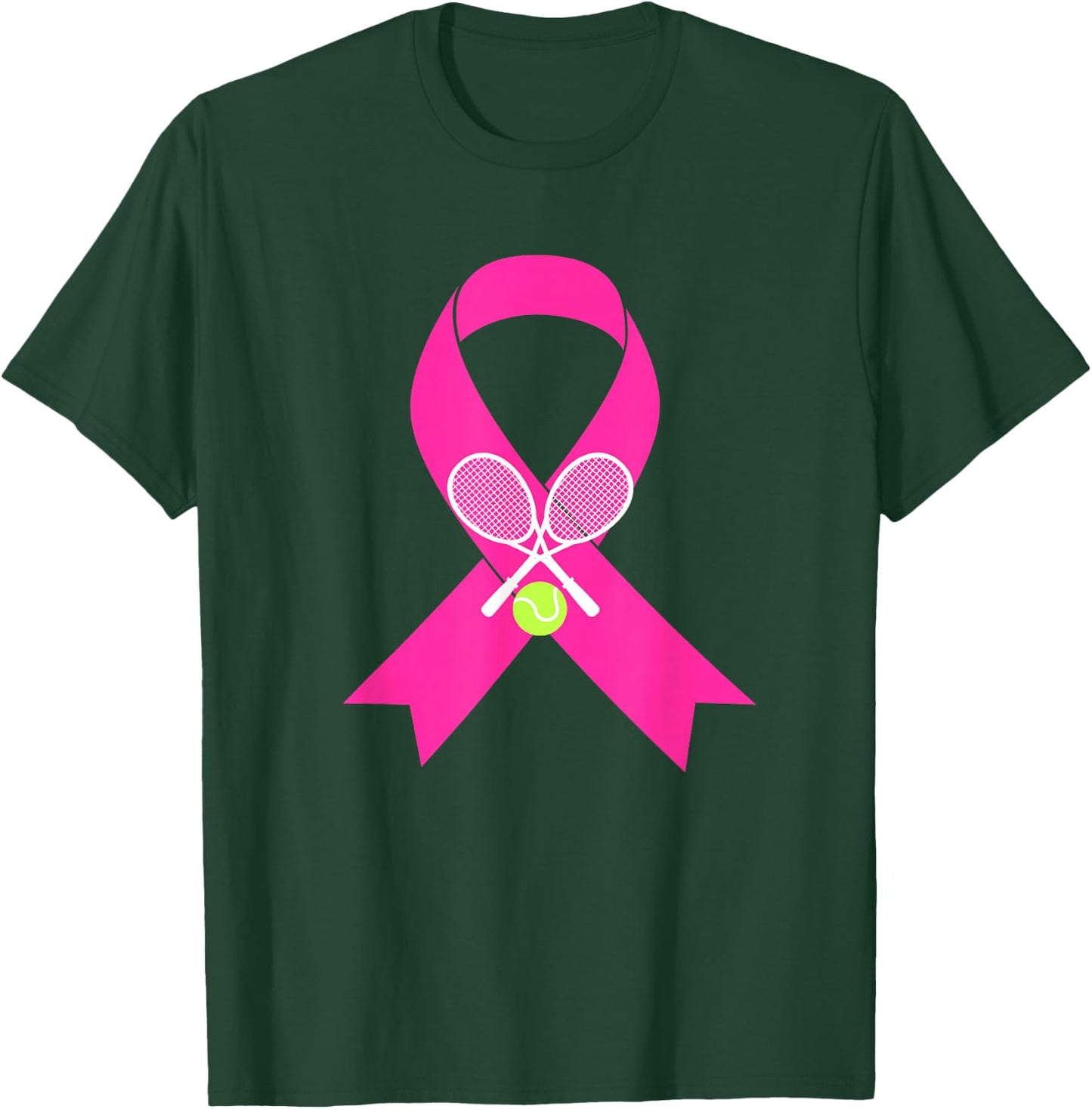 Tennis Breast Cancer Awareness Pink Ribbon T-Shirt - T-Shirt | Forest