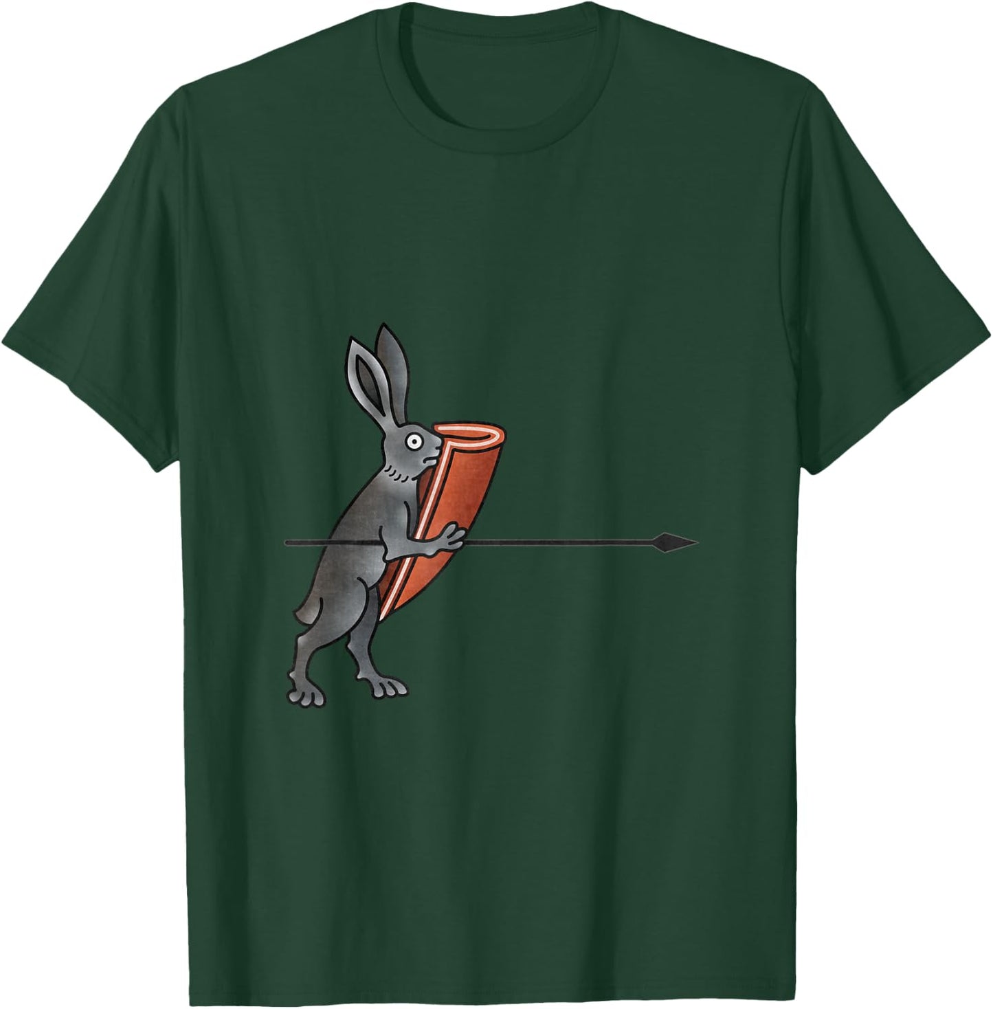 Guardian Rabbit Warrior - Medieval Marginalia - MargiKnights T-Shirt - T-Shirt | Forest