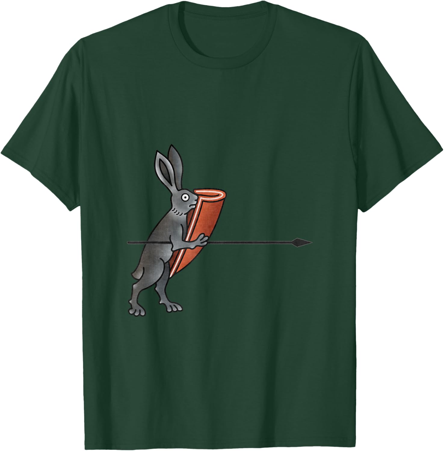 Guardian Rabbit Warrior - Medieval Marginalia - MargiKnights T-Shirt - T-Shirt | Forest